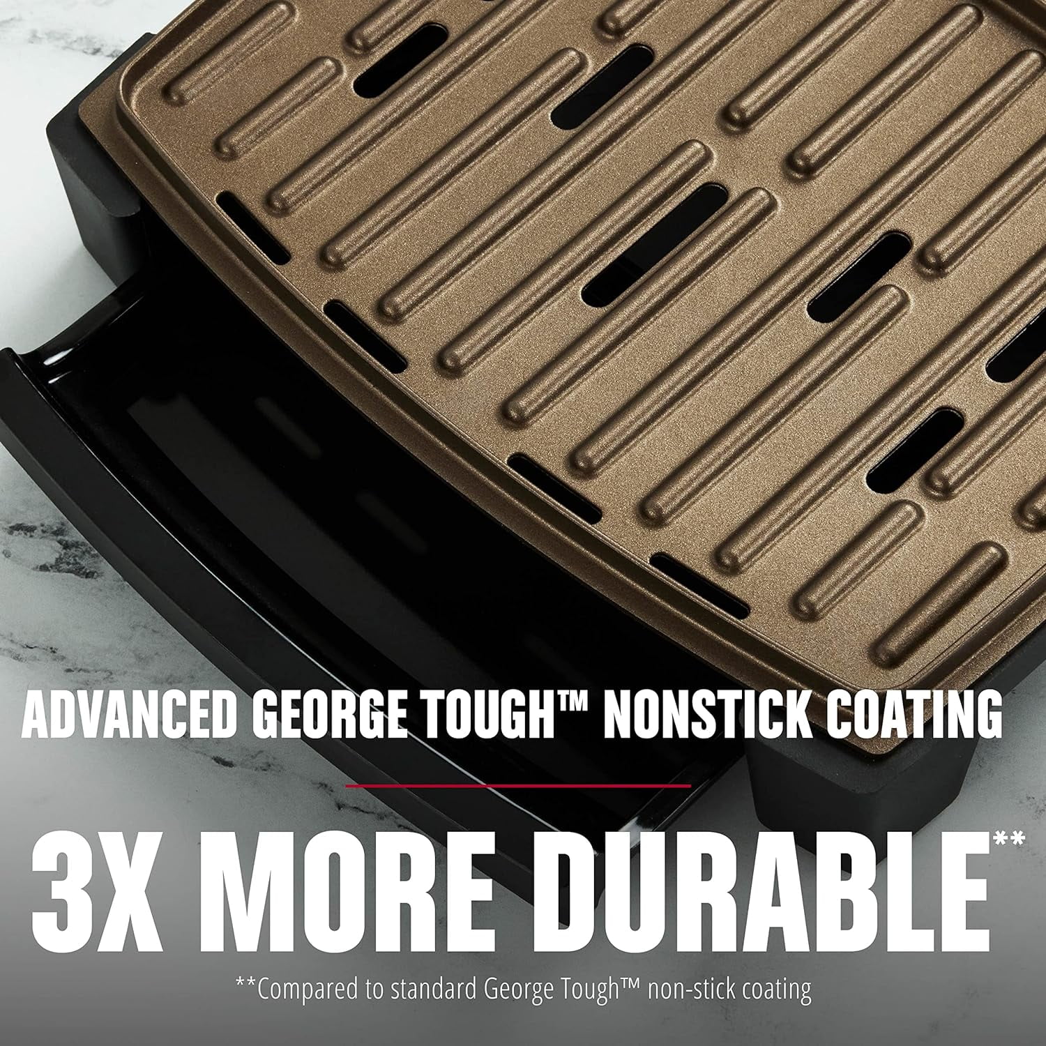 George Foreman GRES060BZ Contact Submersible? Grill, NEW Dishwasher Safe, Wash the Entire Grill, Easy-to-Clean Nonstick, Black/Bronze