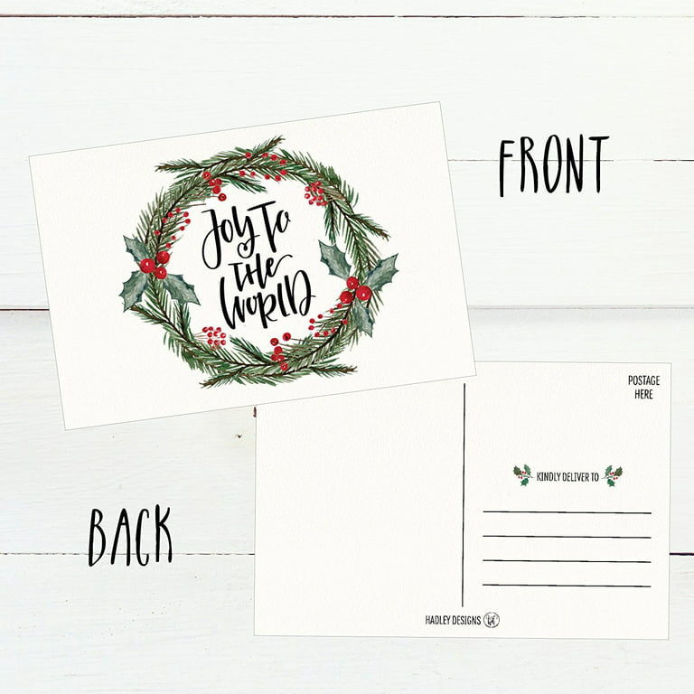 50 Holiday Greeting Cards, Cute Fancy Blank Winter Christmas Postcard Set,  Bulk Pack of Premium Seasons Greetings Note, Mistletoe Happy New Years for