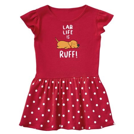 

Inktastic Lab Life is Ruff! Yellow Labrador Gift Toddler Girl Dress