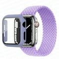 thumbnail image 1 of ALMNVO Apple Watch Band 41mm Screen Protector Case Braided Solo Loop Strap with Protective Case, Stretchy Wristband Elastic Nylon Strap Bracelet for iWatch Series 7,Lavender, 1 of 6