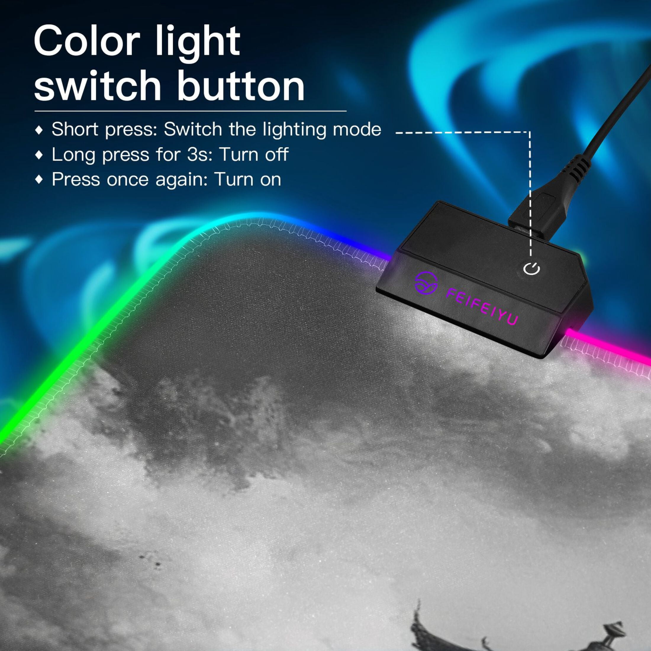 Large RGB Gaming Mouse Pad Led Glowing Mousepad Non-Slip Rubber Base 13 Light Modes 35.4x15.7 Traditional Chinese Ink Landscape
