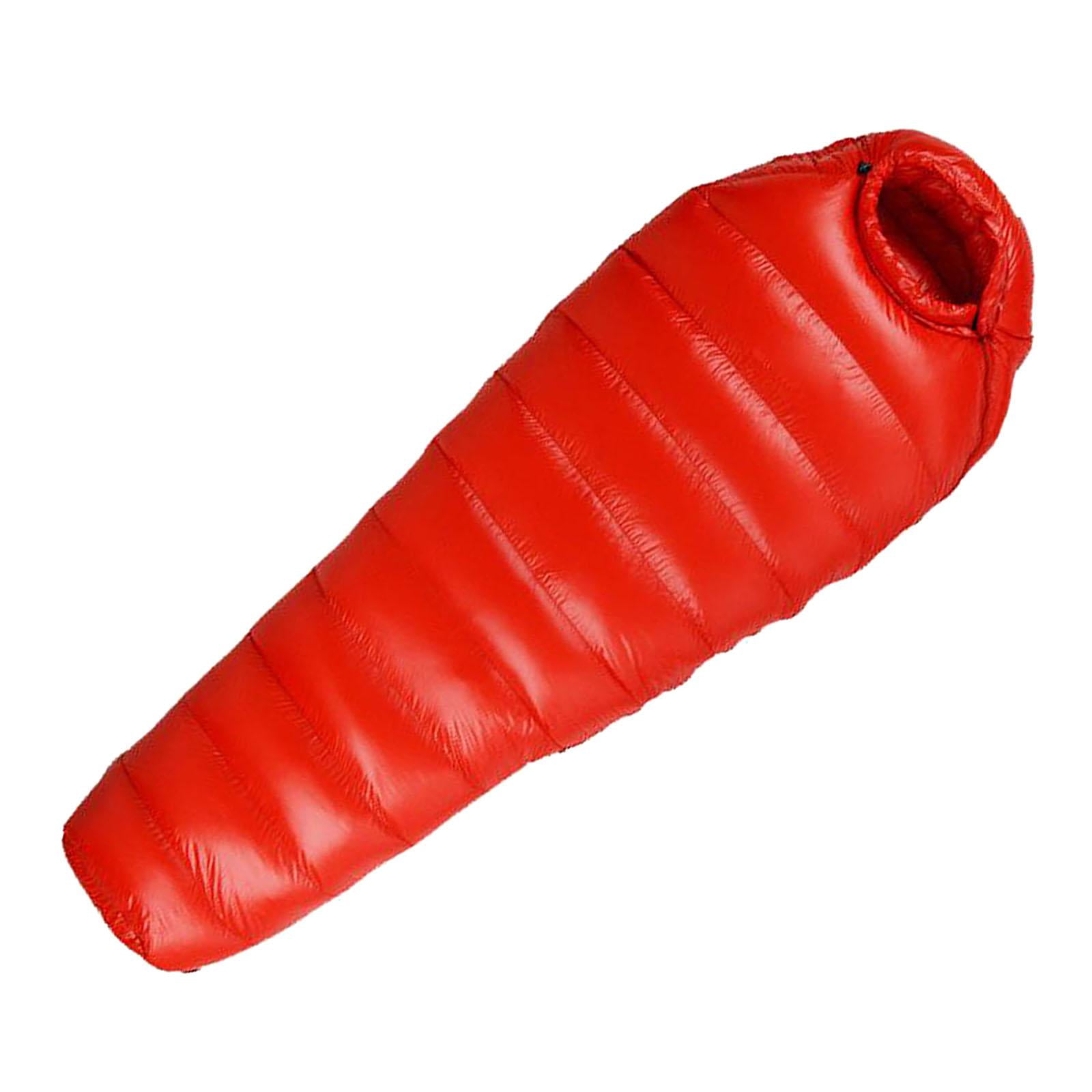 Lightweight Outdoors Mummy Down Sleeping Bag Camping Hiking Backpacking Water The Sleep Bag with Compression Sack , Red 400g, 210x80cm