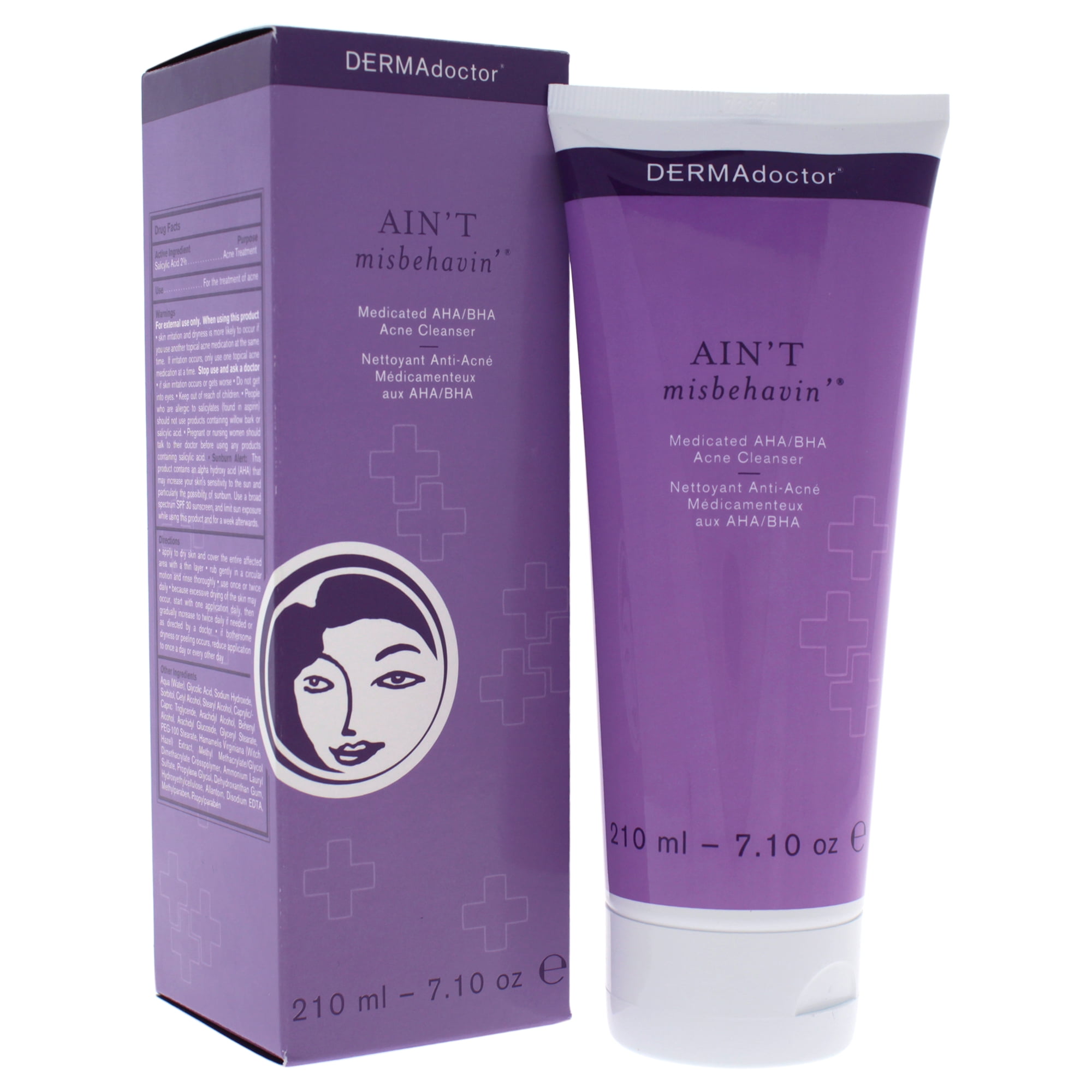 DERMAdoctor Aint Misbehavin Medicated AHA/BHA Acne Cleanser, Face Wash