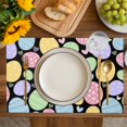 thumbnail image 4 of Easter Eggs Placemats Set of 8, Cute Colorful Farmhouse Love Black Placemats for Dining Table, Place Mats for Kitchen Tabletop, Waterproof Wipeable Dining Table Mats Set, 4 of 9