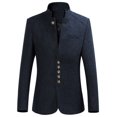 thumbnail image 2 of Men Casual Solid Stand-up Collar Slim-fit Buttons Back Center Slit Suit Coat, 2 of 4