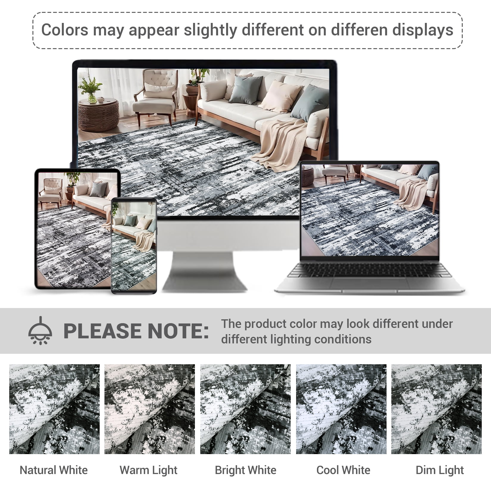 HOMERRY Runner Rug 2'x 6' Abstract Indoor Washable Rug for Hallway Bohemian Modern Carpet, Gray/Black