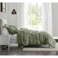 thumbnail image 6 of Olive Green Duvet Cover Queen Size - Soft Double Brushed Duvet Set with Button Closure & Corner Ties, 3 Piece Luxurious Pinch Pleated Duvet Cover Set 90x90 Inches with 2 Pillow Shams, 6 of 9