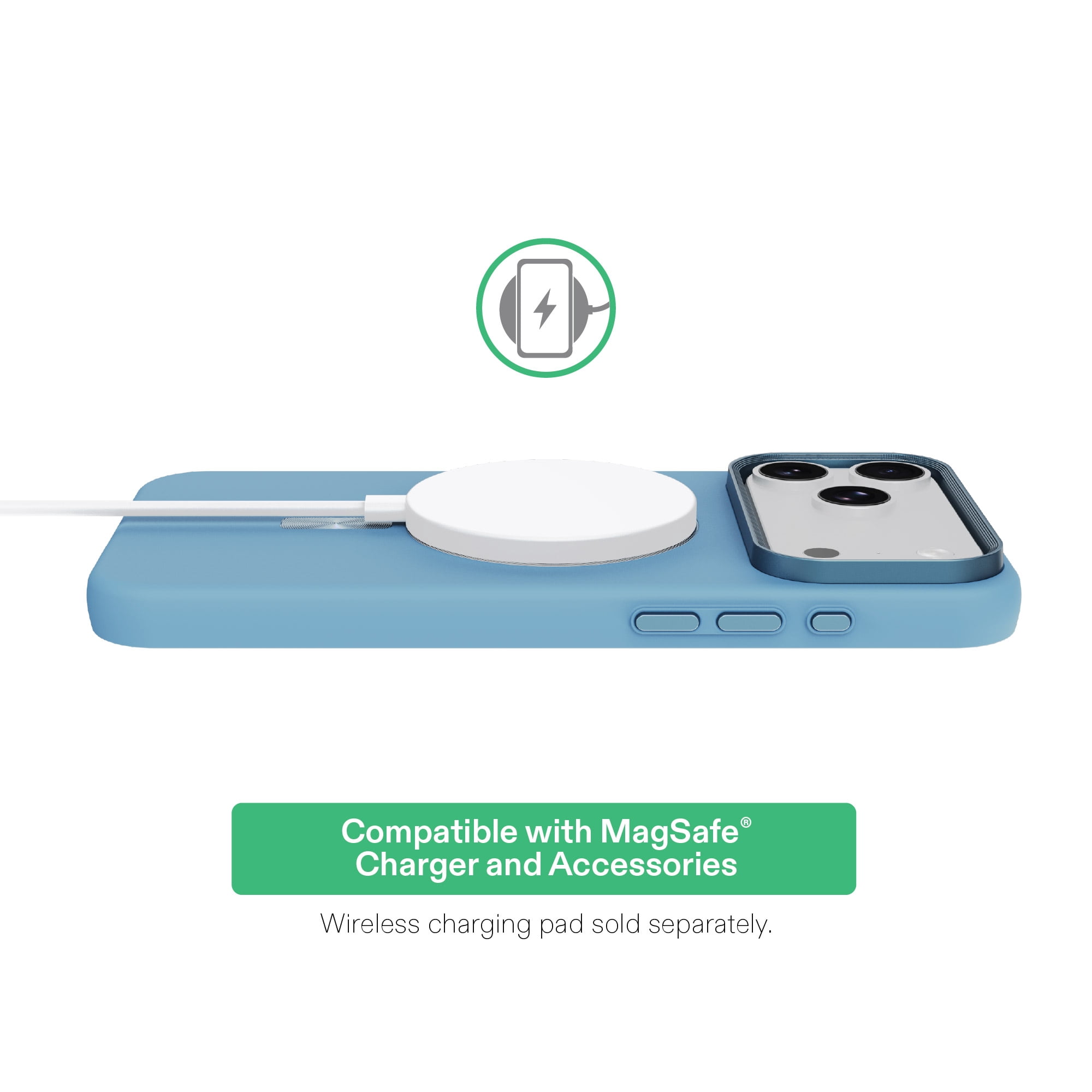 onn Soft Touch Phone Case for iPhone 18 Pro Max / 17 Pro Max, MagSafe Compatible - Blue