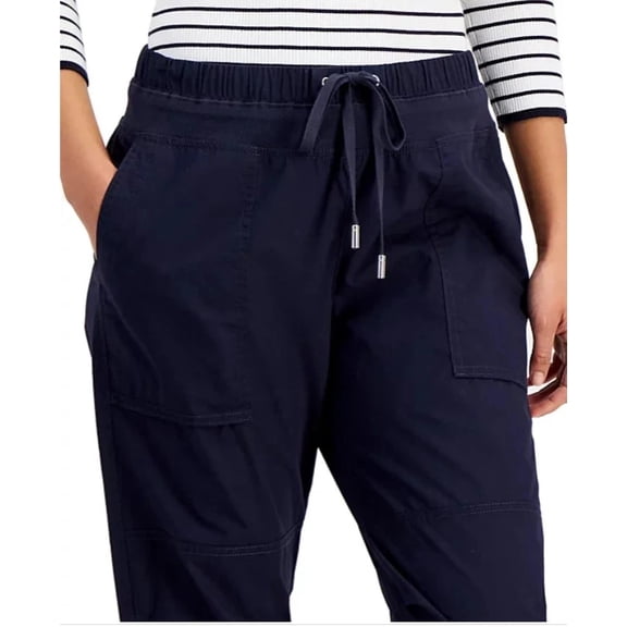 Nautica Jeans Co. Women’s Blue Cargo Pants L Petite Crop Roll-Tab