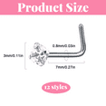 thumbnail image 2 of Tiny Nose Stud Set, Clear Band Hypoallergenic Stainless Steel Nose Piercing Pin With Cubic Zirconia, Durable, Resistant To Bending, Discoloration, And Rust, Fashionable L-Shaped, 2 of 8
