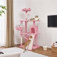 thumbnail image 3 of Yaheetech 63" Multi-Level Cat Tree with Condo, Hammock, Basket & Scratching Ramp, Pink, 3 of 7