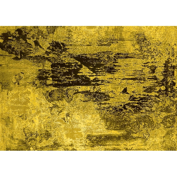 Ahgly Company Indoor Rectangle Oriental Yellow Industrial Area Rugs, 2' x 3'