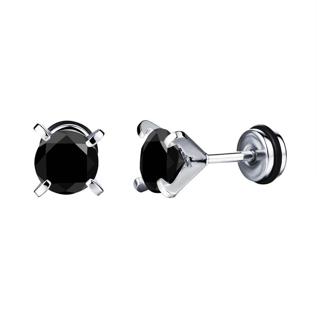 1 Pairs Men Women Zircon Earrings Sparkling Crystal Rhinestones Ear Studs Fashion Titanium Steel Jewelry