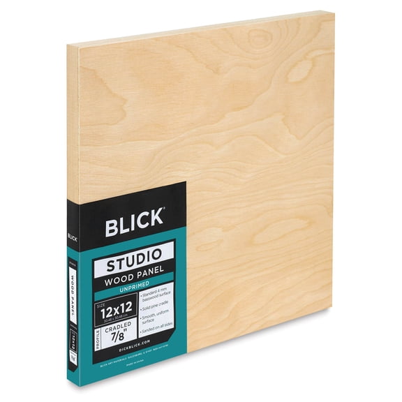 Blick Studio Artists' Wood Panel - Flat Cradle, 12" x 12", 7/8" Cradle