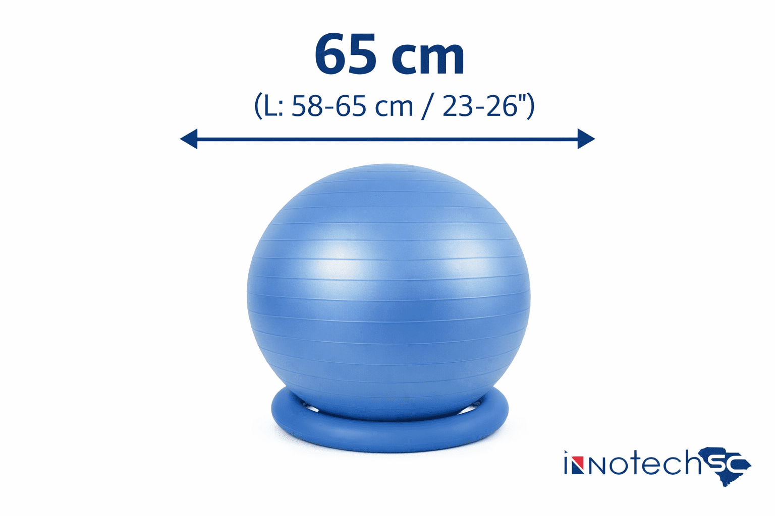 Innotech SC 65cm Yoga Ball with Base & Resistance Bands – Anti-Burst Matte Stability Ball – 750 lb Capacity – Includes Pump & Straps – 1 Pack – Blue