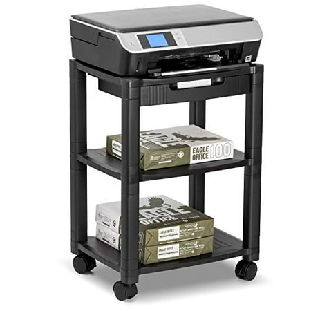 - Halter LZ-308 Rolling Printer Cart Machine Stand with Cable Management - Holds Up To 75 Pounds (Black)