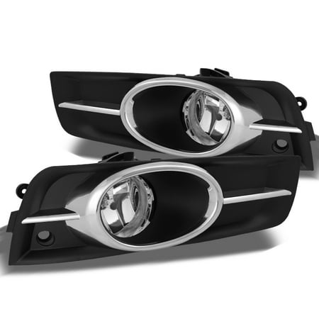 Chrome Fog Light Trim - Fit 2011 2012 2013 2014 Cruze Bumper Fog Lights w/Bulbs+Switch+Chrome Trim Bezel
