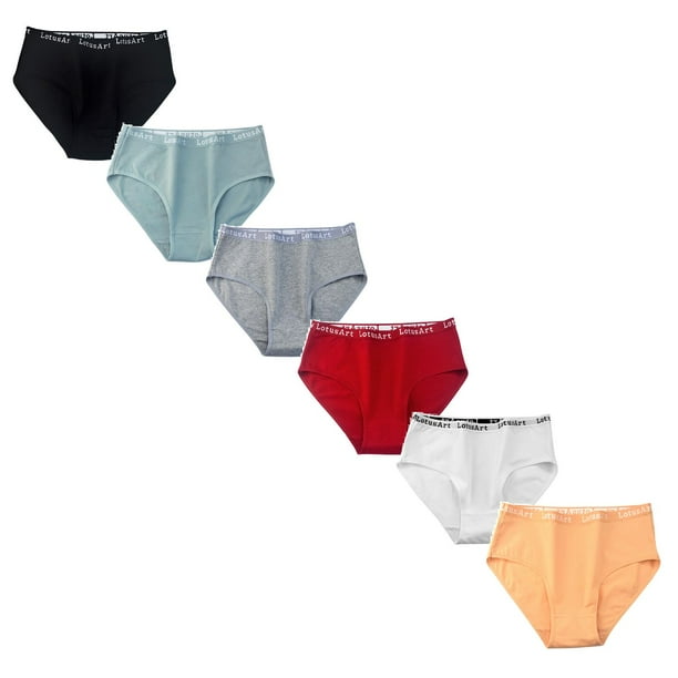 Calzones Para Mujer Calzoncillos Deportivos De Cintura Media Alta Para Mujer, Talla Grande, Cómodos, Con Letras De Verano, 6 Unidades