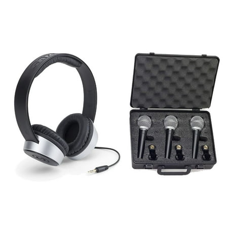3 Pack Samson R21 Dynamic Microphone SR450 Closed Back Headphone Bundle
