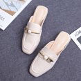 thumbnail image 5 of OAVQHLG3B Womens Mules Flats Square Head Toe Backless Loafers Slip On Metal Chain Slides Sandals, 5 of 6