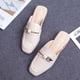 thumbnail image 5 of Mulas planas para mujer, mocasines sin espalda con punta cuadrada, sandalias deslizantes con cadena de metal Wmkox8yii ytu3902, 5 of 6