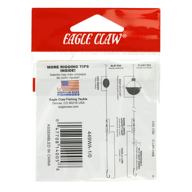 Eagle Claw 449WAH-1/0 Weedless Baitholder 2-Slice Non-Offset Hook, Bronze  1/0