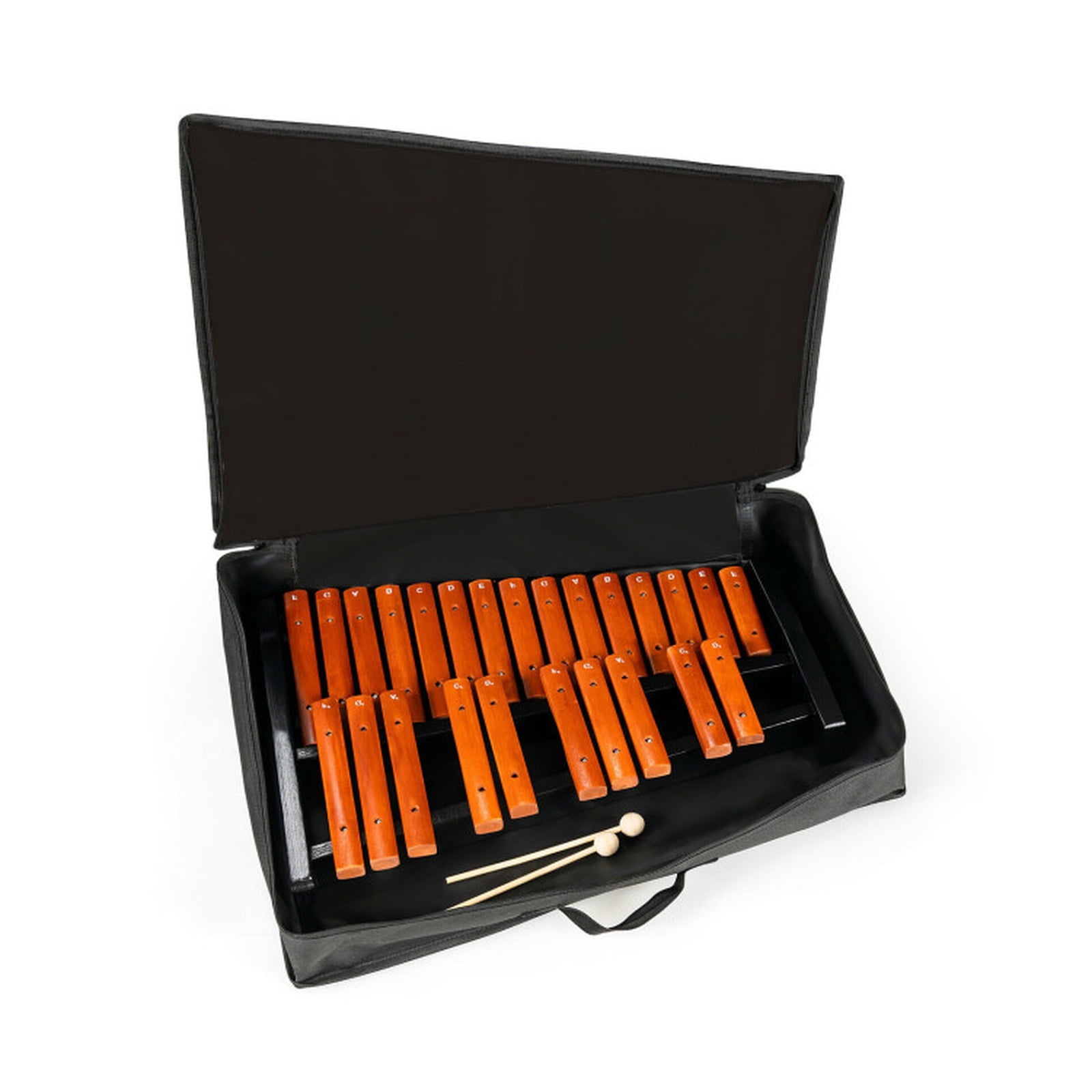 Redsmile 25-Note Wooden Xylophone with Mallets and Carrying Bag for Kids and Classroom Learning, Brown