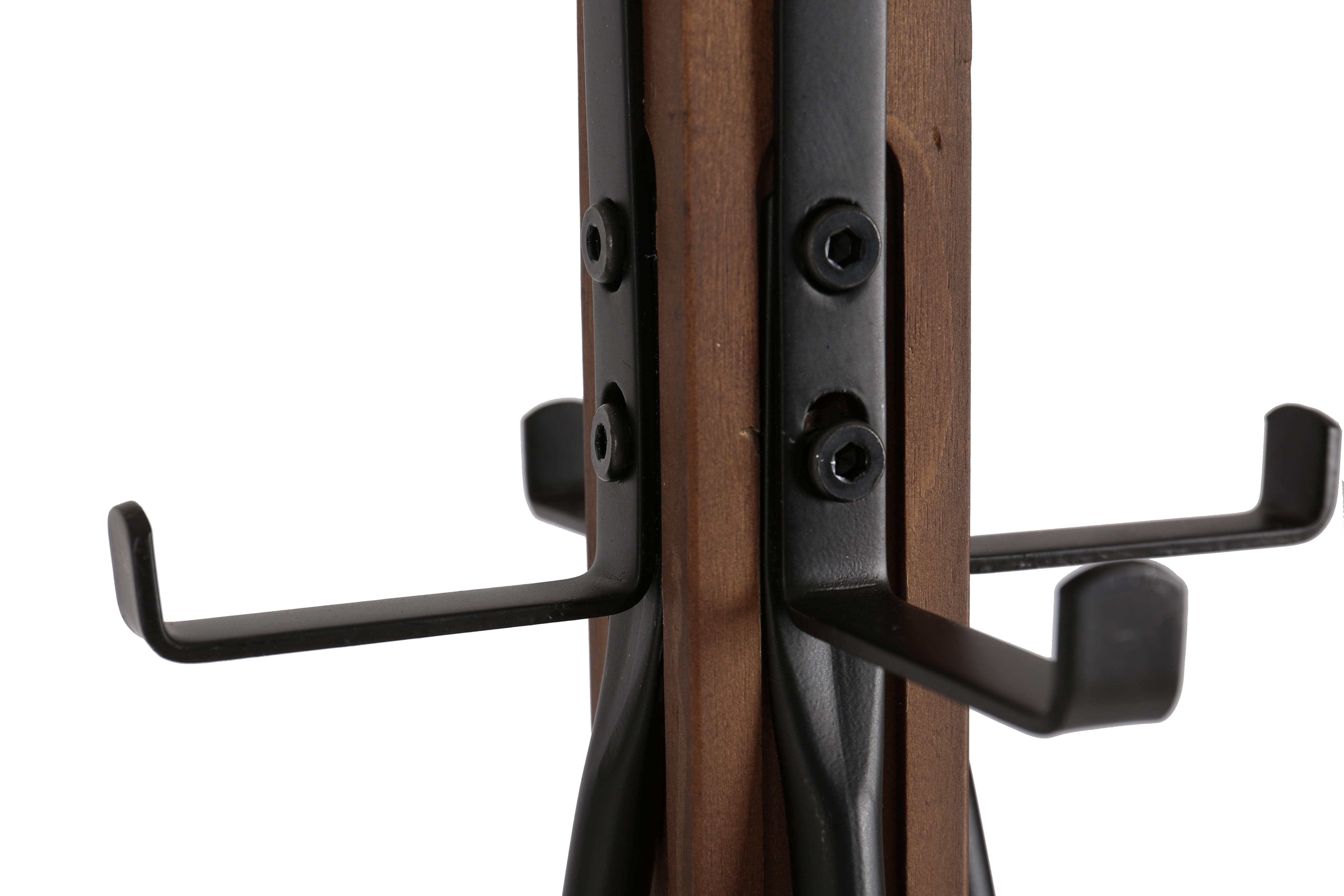 Freestanding Coat Rack with 8 Hooks and Cross Wood Base, Reclaimed Wood and Metal Hall Tree for Bedroom and Living Room, Natural
