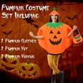 thumbnail image 3 of 3PCS Pumpkin Costume Adult Set for Women Men Unisex, Funny Halloween Pumpkin Costume with Pumpkin Hat and Pumpkin Bag for Halloween Party Cosplay Role Play Fancy Dress, 3 of 7