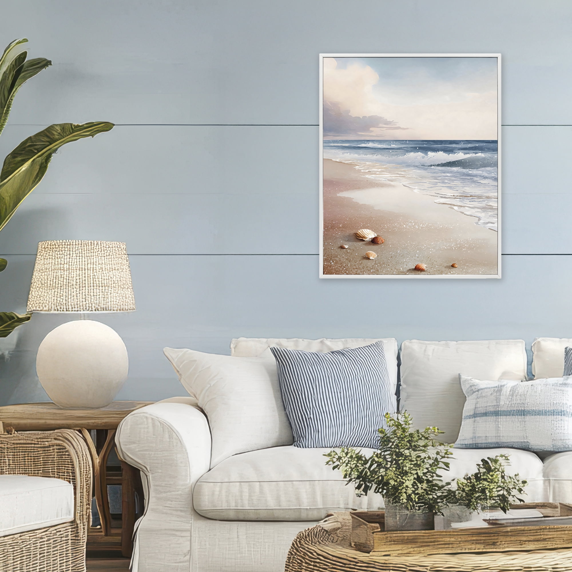 Stupell Industries Washed Up Seashells White Framed Giclee Art, design by Franklyn Gregory