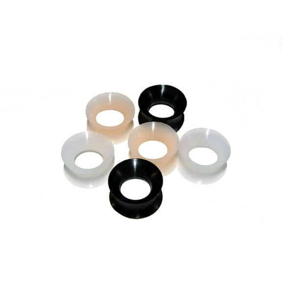 Double Flare Silicone Plug Ear Tunnel 2 to 1/2 Gauge 3 Colors - 6 Pack
