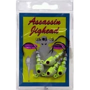 Bass Assassin JA Series Jighead 3/0 Hook Chartreuse Flash 1/8 Oz 4/Pk JA06005