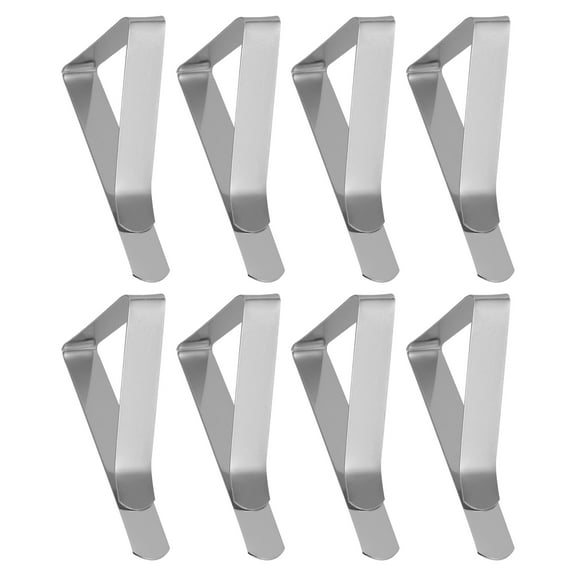 KALLORY 8Pcs Tainless Steel Tablecloth Clips Silver Triangle Adjustable Windproof for Homeowners