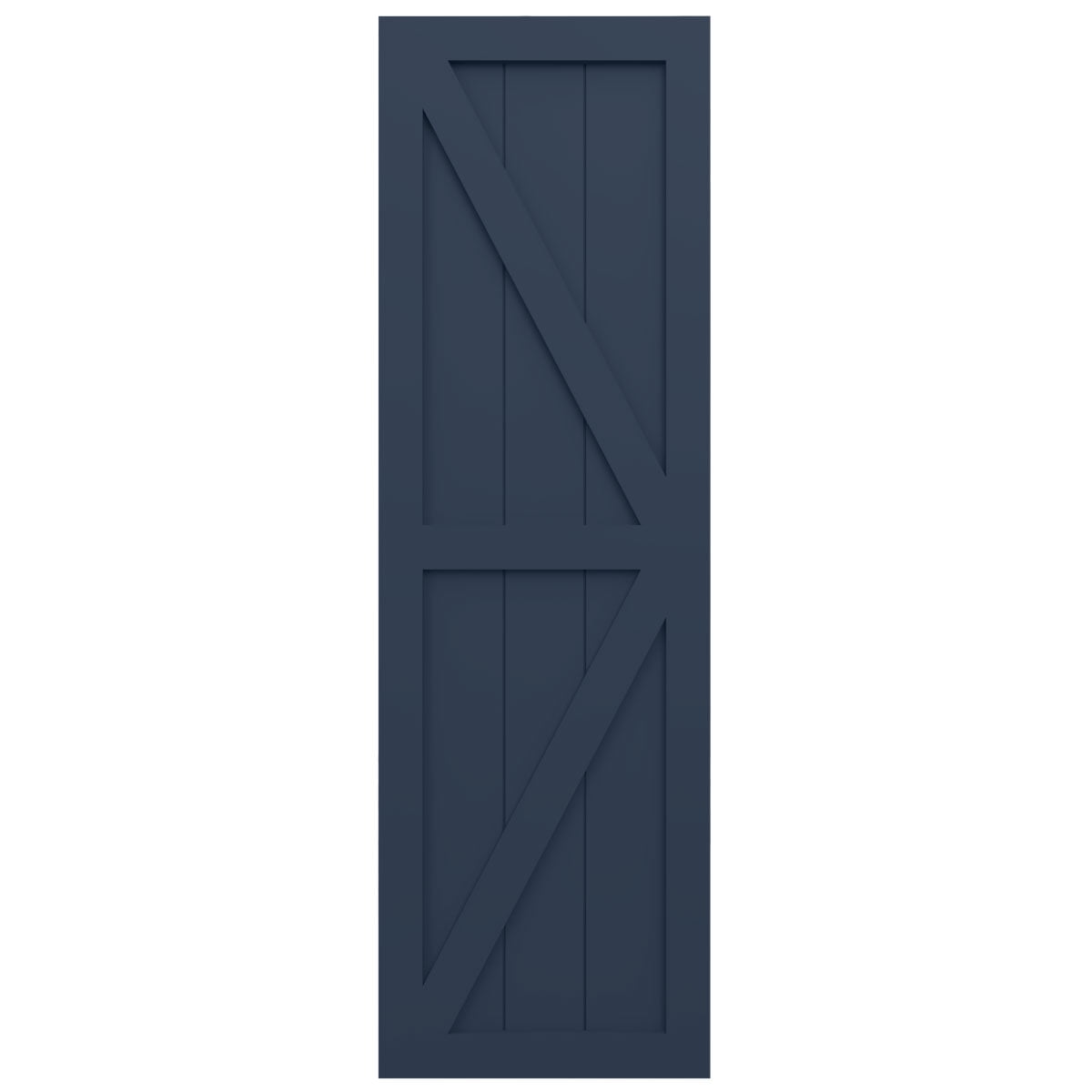 Ekena Millwork 15"W x 39"H True Fit PVC Two Equal Panel Farmhouse Fixed Mount Shutters w/ Z-Bar, Starless Night Blue (Per Pair - Hardware Not Included)