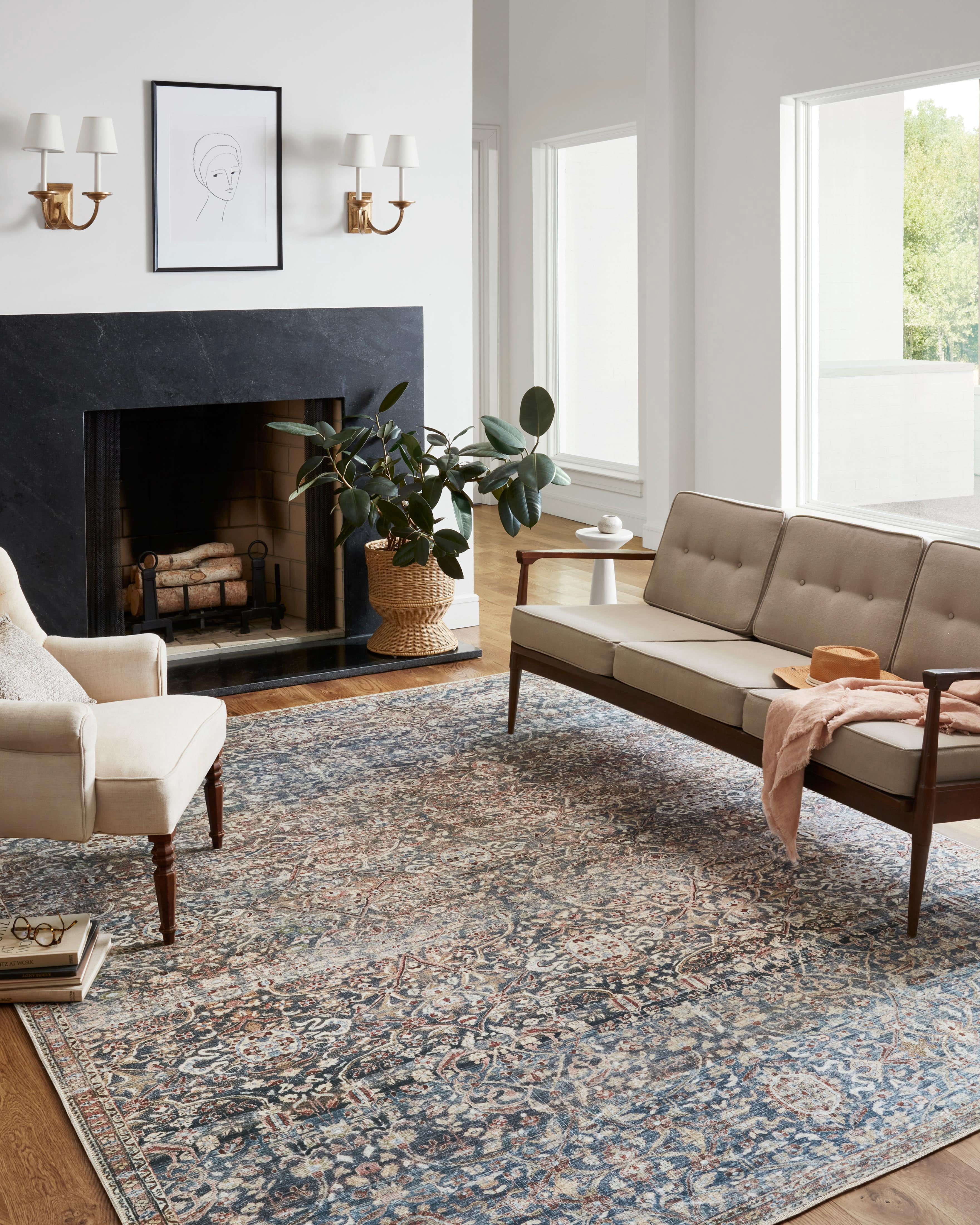 Chris Loves Julia x Loloi Jules Denim/Spice 2'-6" x 7'-6" Area Rug