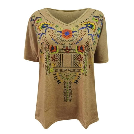 

Ziloco Short Sleeve V-Neck Blouses & Shirts Plus Size Blouses for Women Women Casual Folk-Custom Printing Short Sleeves V-Neck T-Shirt Blouse Tops Maternity Tank Top