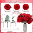 thumbnail image 4 of 98 Pcs Artificial Flowers Bouquet Assorted Faux Flowers Heads with Stem Eucalyptus Leaves Silk Floral Table Centerpiece for DIY Wedding Party Wreath Home Decor Red Color, 4 of 7
