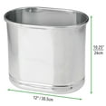 thumbnail image 3 of mDesign Small Metal Oval 2.5 Gallon Bathroom Trash Can Wastebasket Bin - Chrome, 3 of 4