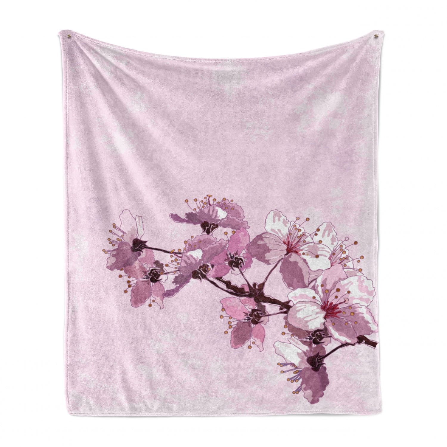 Cherry Blossom Soft Flannel Fleece Throw Blanket Grunge Watercolor Style Japanese Spring Cozy Plush For Indoor And Outdoor Use 60 X 80 Baby Pink Pale Fuchsia By Ambesonne Walmart Com