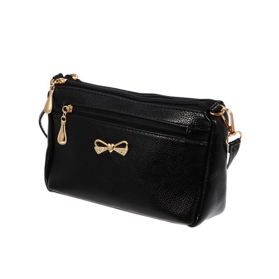 IFANLANDOR 1Pc Fashion Black Messenger Bag with Bow Detail for Storage Use