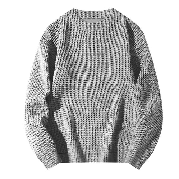 Men's Shirts Long Sleeve Crewneck Solid Color Casual Knitted Sweater Up to 65% off! M-3XL