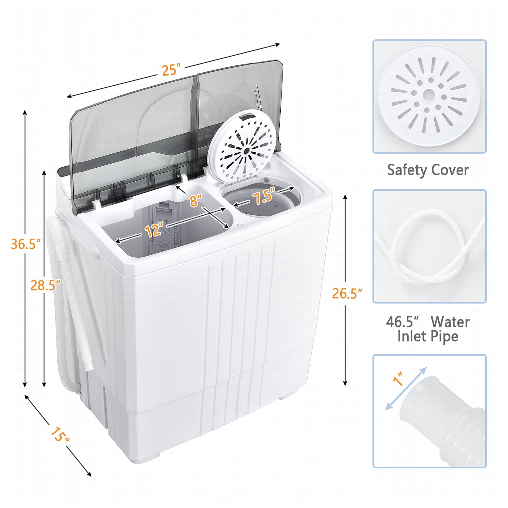 Costway 21 LBS Portable Compact Mini Twin Tub Washing Machine Drain Pump Spinner