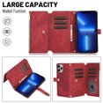 thumbnail image 4 of Jiahe Cover for iPhone 14 Pro, Mulit-Function Wallet Case,Flip Leather Zipper Card Holder Stand with Adjustable Shoulder Strap Full Body Protection Case Cover, red, 4 of 7