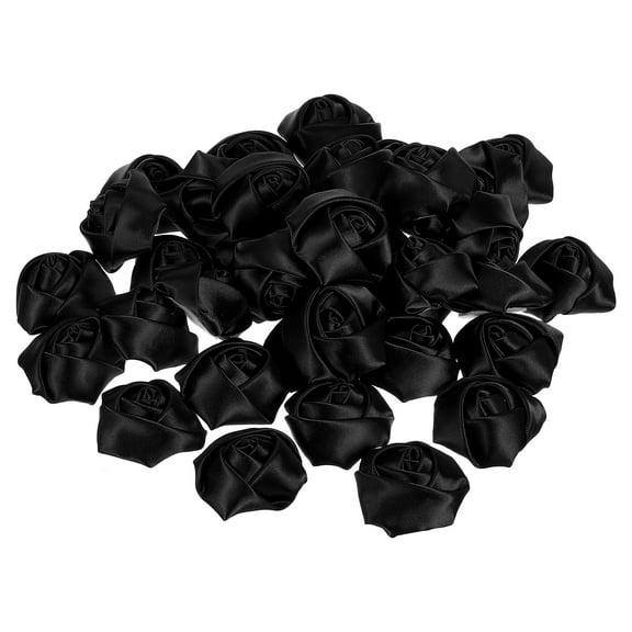Uxcell Artificial Flowers Roses Heads Satin Ribbon Roses Fake Flowers Fabric Flowers Black 20 Pack