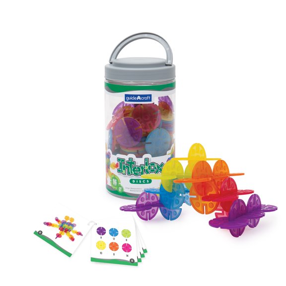 Guidecraft Guidecraft Interlox Discs - 96 Piece Set: Kids STEM Learning and Construction Toy, Creative and Educational Building Set for Toddlers