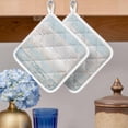 thumbnail image 2 of Blue Beige Farmhouse Pot Holders for Kitchen Heatproof Potholder, 4 Pack Vintage Wooden Striped Hot Pads Multipurpose Oven Pads Cloth Potholders Trivet for Cooking and Baking, 2 of 8