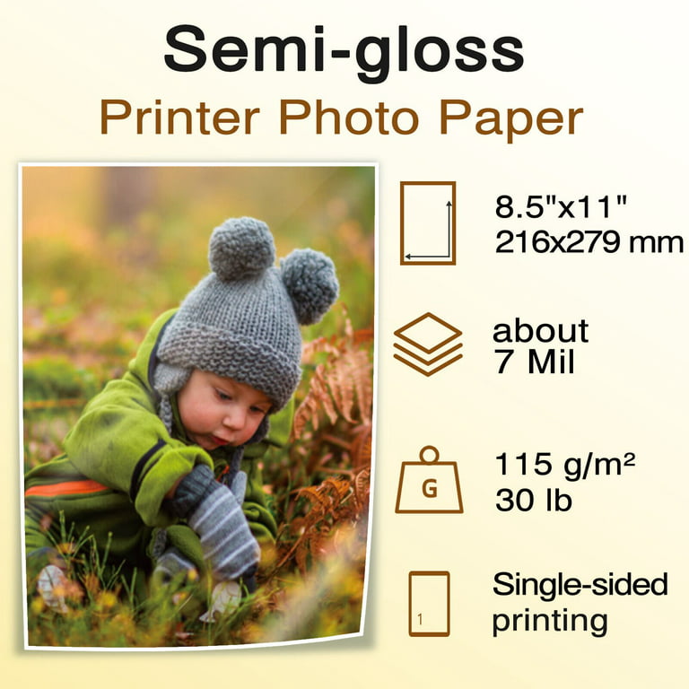 Koala Semi Gloss Photo Paper 8.5x11 for Inkjet + Laser Printers 30lb 200  Sheets Semi Glossy Printer Paper Lightweight for Crafts 