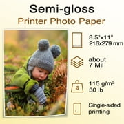 Koala Thin Semi-Gloss Photo Paper 8.5x11 for Inkjet + Laser Printers, 30lb Semi Glossy Printer Picture Paper 115g 7Mil for DIY Brochures, Flyers, Custom Chip Bags