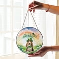 thumbnail image 2 of Happy St. Patrick’s Day Basset Hound with Green Hat Shamrocks Rainbow Stained Glass Suncatcher Bassets Dog Breed Lovers Gifts Idea Window Hanging Sign Decor - 03007, 2 of 5