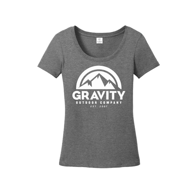 Gravity Outdoor Co. T-Shirt à Manches Courtes pour Femmes - Logo Blanc - Chiné - 2TG